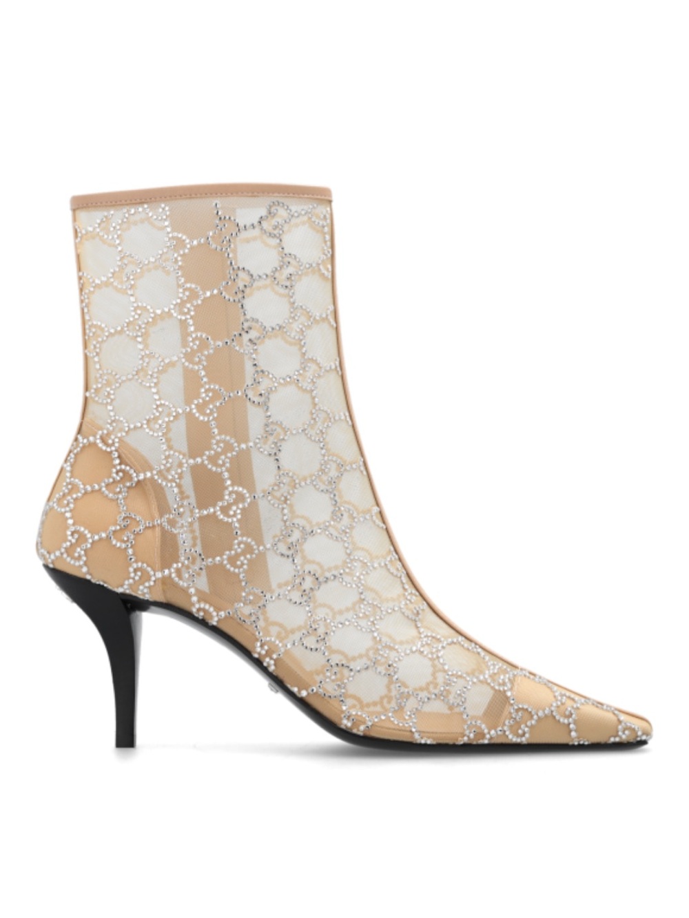 GUCCI GG logo crystal mesh heeled ankle boots